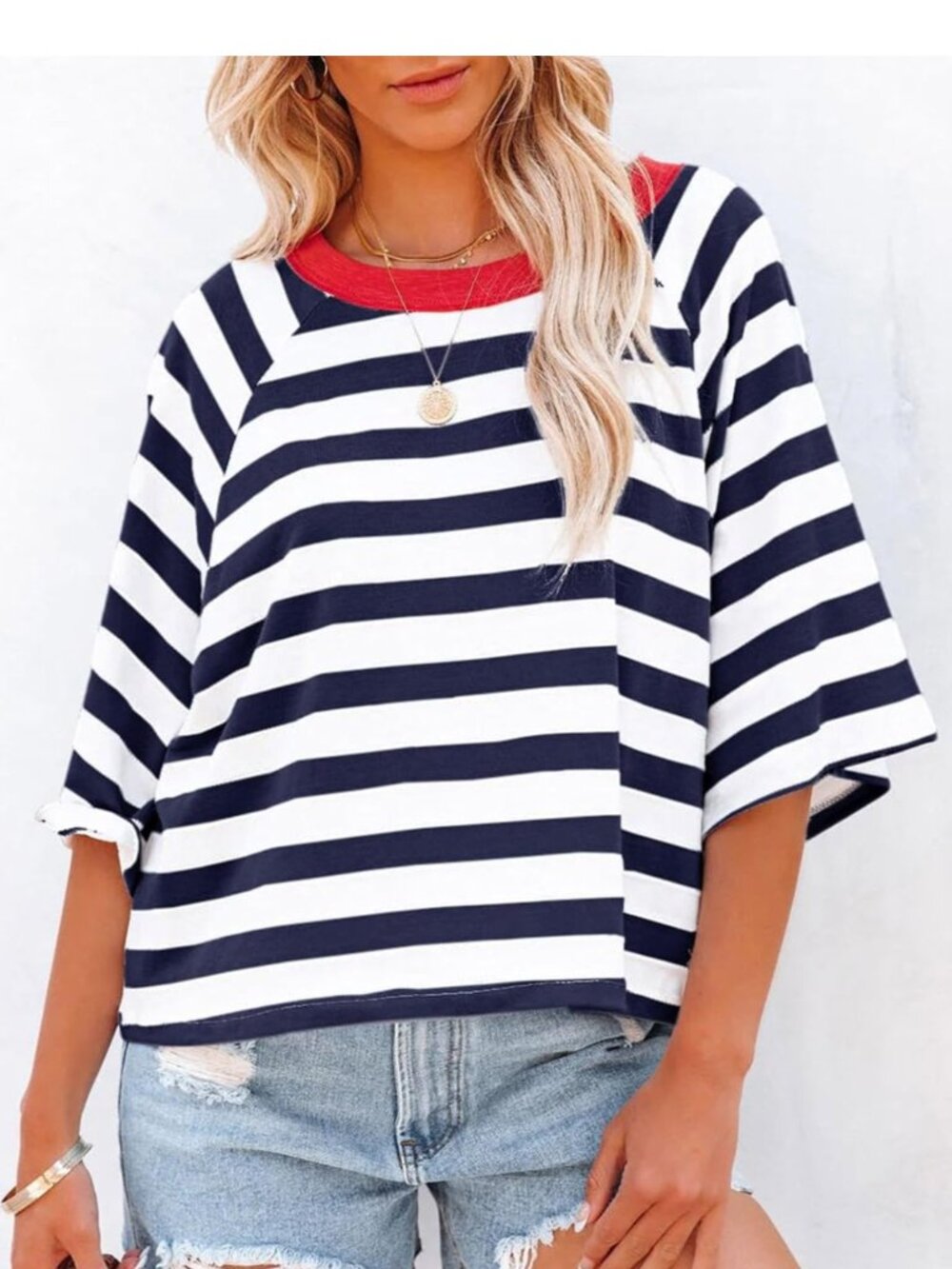Navy Striped Top
